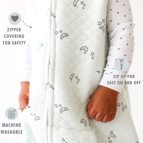 Tealbee Dreamsuit: Toddler Sleep Sack With Feet 2T 3T - 0.8 Tog Lightweight Baby Wearable Blanket For Walkers - Bamboo, Organic Cotton Sleeping Bag - Croissant #TOP1