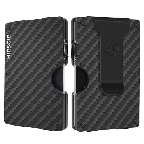 Minimalist Metal Wallet for Men - Carbon Fiber - Slim Front Pocket Wallets with Removable Money Clip - Mens RFID BLOCKING Aluminum Small Credit Card Holder