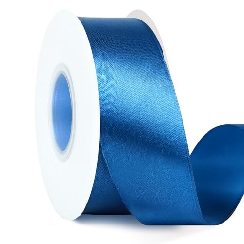 1-1/2 Inches 50 Yards Royal Blue Satin Ribbon Solid Craft Fabric Ribbon Roll for Gift Wrapping Flower Bouquets Wedding Party Decoration Handmade Bows