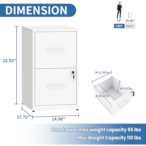 Image of 2 Drawer File Cabinet with Lock,Metal File Cabinet for Home Office