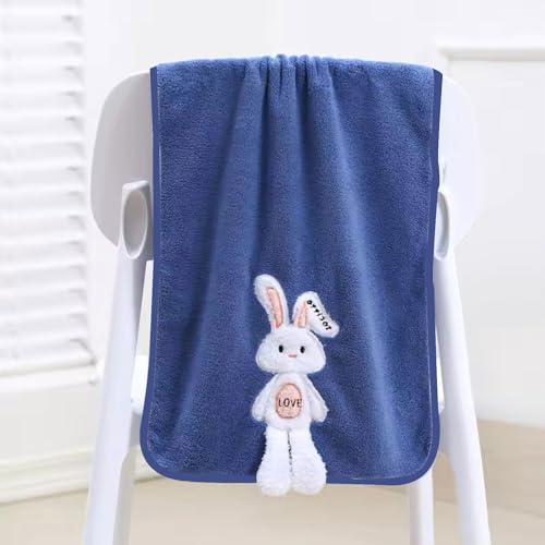 Image of MAXOSHINE Microfiber Kids Bath Towels Quick Dry Super Absorbent Super Soft Bath Towel for Babies Toddler-Baby Towel for Boys and Girls (1, Blue)