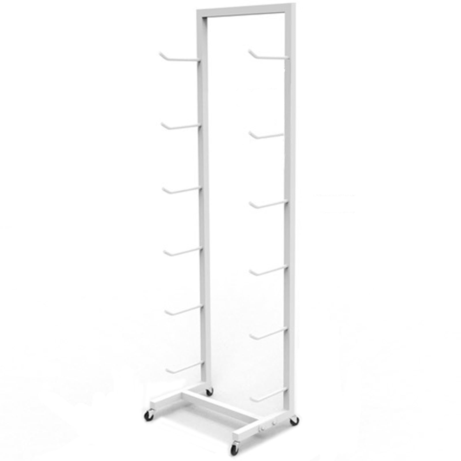 JYHHGDS 6-Tier Yoga Mat Storage Cart with Wheels, Large Metal Yoga Mat Organizer for Home Gym & Garage, Pilates & Workout Bands Rack, Space-Saving Floor Stand (White, 51.2in)