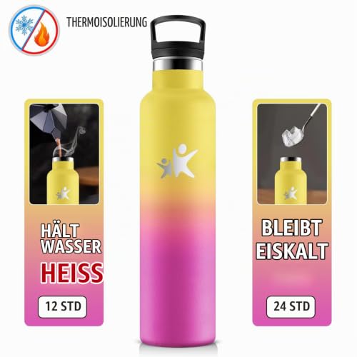 KollyKolla Thermosflasche 1L, Wasserflasche Kohlensäure Geeignet, Trinkflasche Edelstahl mit Strohhalm, Isolierflasche Auslaufsicher… – Ansicht 3