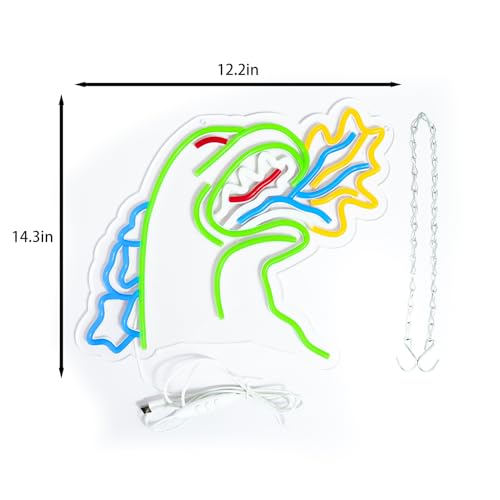 Image of Monster Neon Sign for Wall Decor,Dinosaur Dimmable Neon Sign for Gaming Room Boys Room Decor,Powered by USB 14.3 * 12.2inch,Birthday Party Christmas Gifts