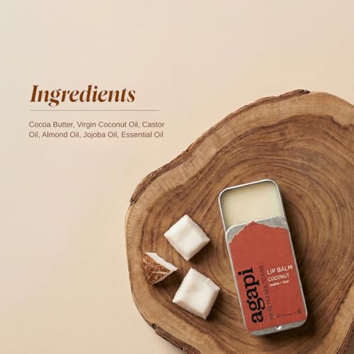 Image of Agapi Sikkim Coconut Lip Balm - Deeply Moisturizing & Hydrating Lip Care with Natural Coconut Oil, Softens & Protects Lips, Perfect for Dry, Chapped & Sensitive Lips