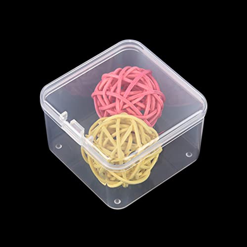 Image of 30 Pieces Square Empty Mini Clear Plastic Storage Box, 2.16x2.16x1.38 inch | Hinged Lids, For Small Items, Craft Projects