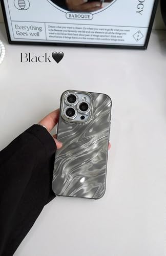 Image of COVERLY for iPhone 12 Pro Hot Diamond Ring Lens Film Camera Protection Phone Case, Luxury 3D Laser Cut Water Ripple Mirror Gradient Glitter Colorful Hard Mobile Cover for Apple iPhone 12 Pro (Black)