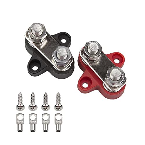 AVCXEC 2 Stücks 5/16 Sammelschiene Terminals, M8 Anschlussbolzen, Doppelbolzen Sammelschiene, Sammelschiene Busbar, Batterie Stromverteilungs Klemmblock für Lkw, Auto, Wohnmobil, Boot (12V - 48V DC) Cover