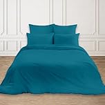 Rohi Easy Care plain King Size Duvet Cover set – Soft & Breathable Teal Bedding Set – Button Closure – Anti Allergy Quilt Cover Set with Pillowcases (King, Teal)