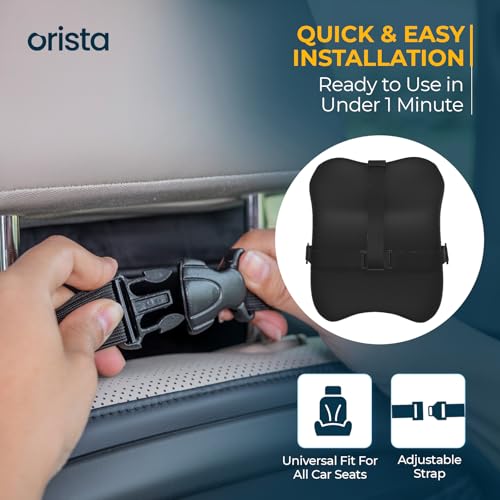 Image of Orista Premium Car Neck Rest Pillow | 2 Years Warranty | Memory Foam Neck Pillow for Car, Headrest Cushion for Neck & Cervical Support - Relieves Neck Pain & Fatigue | Black Velvet