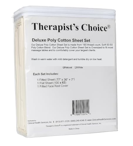 Therapist’s Choice® Deluxe Poly Cotton Sheet 3-Piece Set, for Mas...