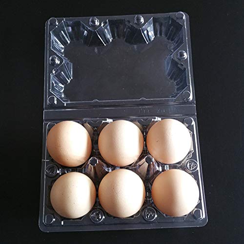 48Pack Clear Plastic Disposable Egg Tray Carton Holder for Family Pasture Chicken Farm Business Market- Holds 6 Eggs Securely