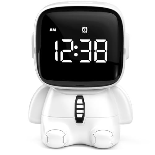 Réveil enfant réveil matin numérique 2 alarme/12/24 heure/snooze/minuterie 5 musiques d'alarme son réglable port usb rechargeable pour enfants adultes