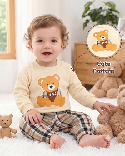 Image of NZRVAWS Toddler Baby Boy Clothes Infant Fall Winter Outfit Long Sleeve Pant Top Set 2Pcs Sweatshirt 0 Month-3 Years