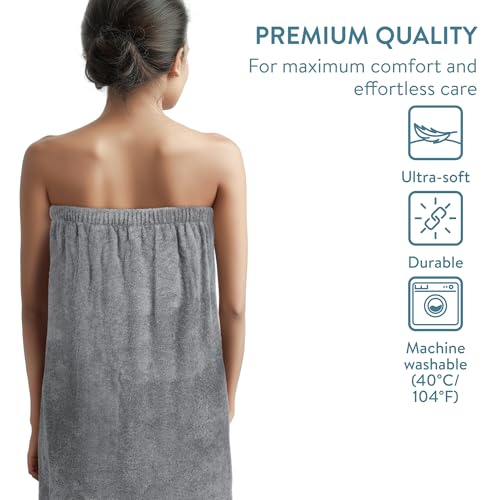 JEMIDI Saunakilt für Damen - Saunatuch Damen aus Baumwolle - Saunahandtuch mit Tasche - Sauna Kilt für Frauen - Handtuchkleid - Sauna Tuch Saunakleid Handtuch Frauen