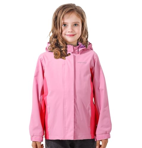 Image of YINGJIELIDE Boys Girls Waterproof Rain Jackets Kids Easy to Fold Windbreaker Lightweight Outdoor Hooded Raincoat