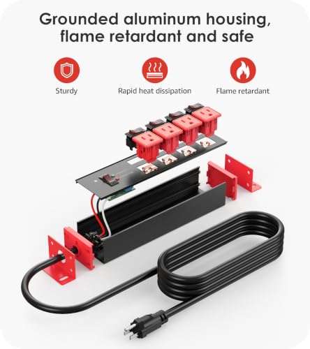 Image of CCCEI 12 Gauge Heavy Duty Surge Protector, Red, 6FT, 1