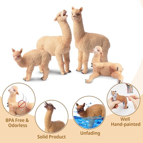 image for Toymany 8PCS Realistic Alpaca Figurines Llama Figures - Plastic Forest