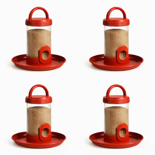 Image of Hanging Bird Feeder 700gm Weatherproof Red Pack of 4