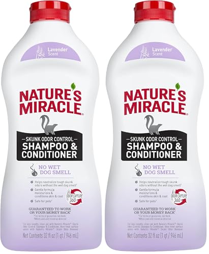 Image of Nature's Miracle Skunk Odor Control Shampoo & Conditioner Lavender Scent, Odor Control Formula 32 Ounces (Pack of 2)