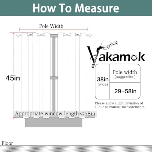 Yakamok Room Darking Curtains for Bedroom, Light Blocking Drapes Room Darkening Thermal Insulated Solid Grommet Panels for Living Room(38Wx45L, Greyish White, 2 Panels)