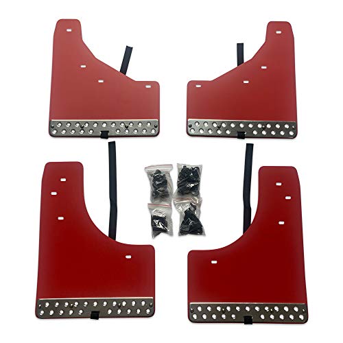 RAMBO マッドフラップ CX-5 KE系 マッドガード 泥除け フロント リア 1台分セット ベルト付き EVA樹脂 (レッド)