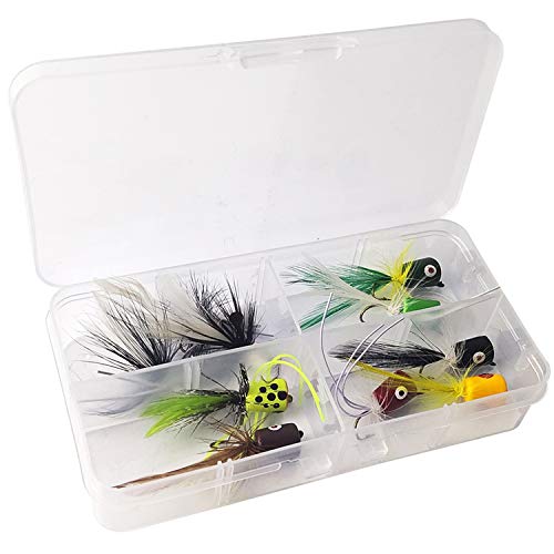 Aventik EUPHENG Super Realistic Flies Bass Popper Fly Dry Fly Fishing Flies Kit, Trout Streamer Fly Poppers (10PC Combo E)