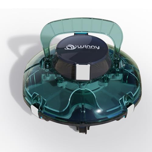 (2026 Upgrade) Cordless Robotic Pool Cleaner, Lasts 80 Min, Automatic Vacuum for Above-Ground Pools up to 645 Sq.ft,Portable, Self-Parking (Transparent Green White)