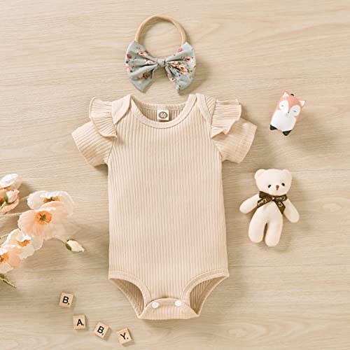 Aalizzwell Baby Girls Ribbed Bodysuit Pants Outfits Spring Summer Clothes4
