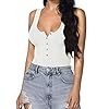 MANGOPOP-Womens-Scoop-Neck-Button-Down-Ribbed-Sleeveless-Tank-Top-Long-Sleeve-Bodysuits-Jumpsuits MANGOPOP Women's Henley Shirt Scoop Neck Button Down Ribbed Sleeveless Tank Top Long Sleeve Short Sleeve Bodysuits