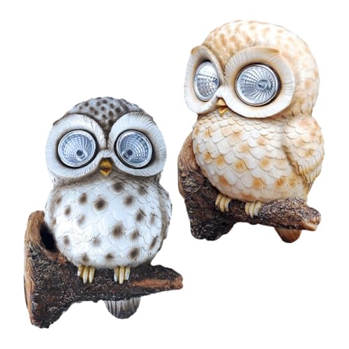 Lampe Solaire Hibou en Résine au Design Réaliste et Lumineux Décor de Jardin Élégant Toyvian