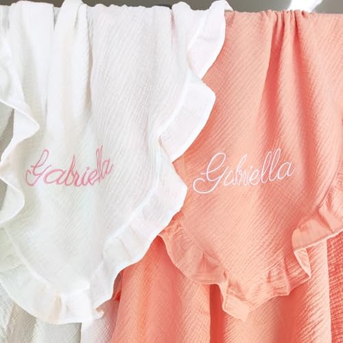 Manta de bebé personalizada, manta de muselina personalizada para bebé, manta personalizada para bebé, manta de verano para bebé, manta neutra para bebé (nombre)