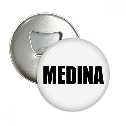 DIYthinker Medina Saudiarabien stad namn rund flasköppnare kylskåpsmagnet märke-knapp-3 st present silver