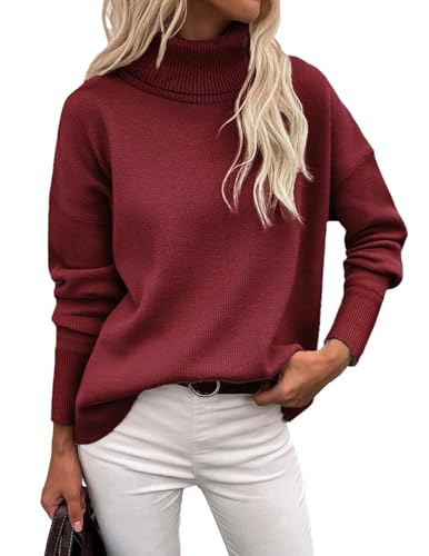 Image of Zeagoo Women's Turtleneck Sweater 2026 Fall Winter Chunky Knitted Pullover | High Low Hem Trendy Basic Jumper Top, Long Sleeve Casual Knit Pullover 2026, Fall Fashion Outfits, Winter Clothing for Women