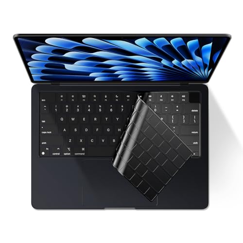 EooCoo Keyboard Cover Skin Protector for 2026 2025-2021 MacBook Air 13.6/15 M4 M3 M2 A3240 A3113 A2681/A3241 A3114 A2941,Pro 14/16 M5 M4 M3 M2 M1 A3434 A3112 A3185 A3401 A2442 (U.S Layout)-Black
