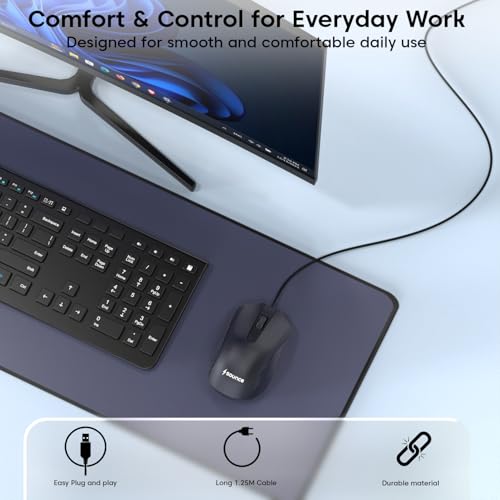 Image of Sounce Pixel Wired Mouse with 1200 DPI Optical Sensor, USB Plug & Play, 1.25M Cable, Smooth Control, 50 Lakh Click Life for Laptop, Desktop & PC (Black)