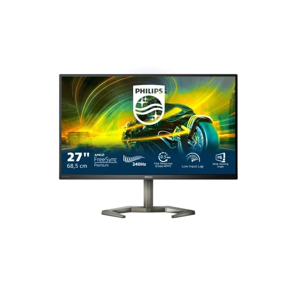 Philips Gaming 27M1N5200PA - 27 Pulgadas FHD Monitor, 240Hz, 1ms GTG, IPS, FreeSync, Altavoces, Altura Ajustable, USB Hub (1920 x 1080 @ 240 Hz, 400 CD/m² HDMI 2.0 / DP 1.4 / USB 3.2)
