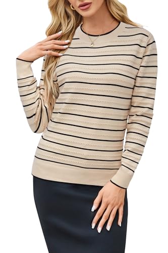 Image of Arach&Cloz Women's Soft Knit Sweater Fall Dressy Casual Pullover Tops