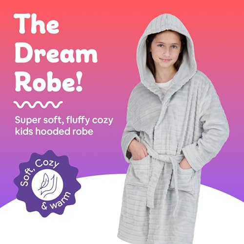 Image of US Angels Plush Robe For Girls- Plush Winter PJ Robe With Pockets, Hoodie & Belt- Ultra-Soft Bathrobe