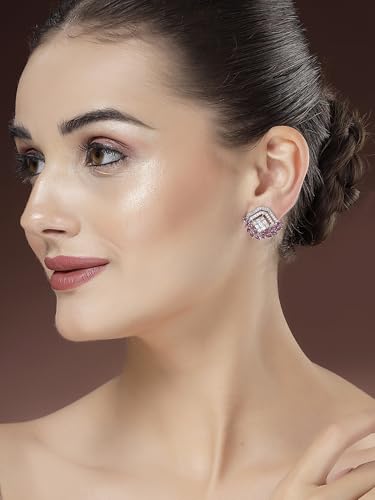 Image of Karatcart Women Green American Diamond Stud Earrings