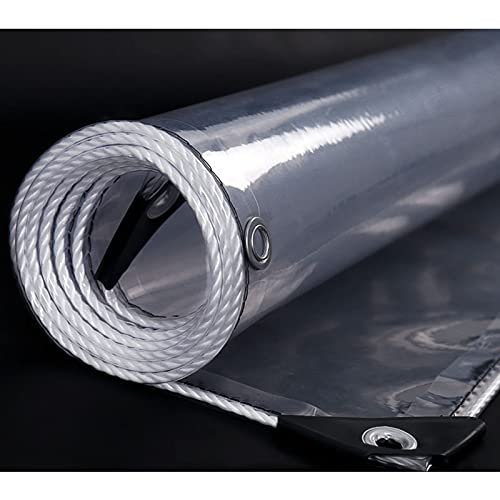 Xrdbfd Tarp Transparent Waterproof with Eyelets, 0.5mm Outdoor Protective Tarpaulin, Foldable Clear PVC Tarp, Tarpaulin Cover for Plants, Greenhouses and Pergola,1.7x4m/5.6 * 13.1ft