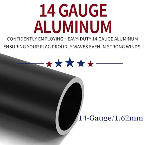 Iiope 25-TH-BLACK 25Ft Heavy Duty Flag Pole,14-Gauge Aluminum,Resist Strong Wind Reinforcement Ring Patent,Sectional Black Residential Flagpole Complete Kit thumb #1