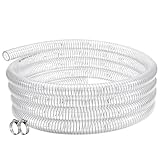 ZY-hosetube Suction Hose 3/4' ID - 25ft Clear Wire Reinforced Vinyl Tubing Heavy Duty PVC Spiral Steel Flexible Hose, Drain Fuel Oil Gas Water for Marine Bilge Pump Pond Spa, with 2 clamps
