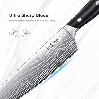 Yabano Set Coltelli da Cucina,14 Pezzi Coltelli Cucina in Acciaio Inox, Set Coltelli con Ceppo e Affilacoltelli Integrato, Manici in ABS Forgiato