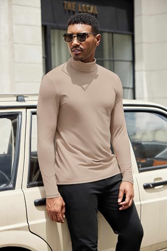 COOFANDY Mens Turtleneck Shirts Slim Fit Shirt Tops Lightweight Pullover Thermal Sweater Casual Long Sleeve Shirt3