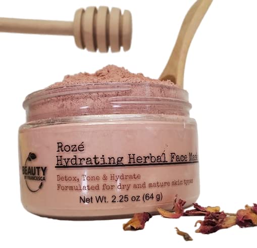 Anti-Aging Hydrating Herbal Face Mask with Roses, Rose Hips and Honey- Moisturizing for Dry Mature Skin and Sensitive Skin -Natural and Organic