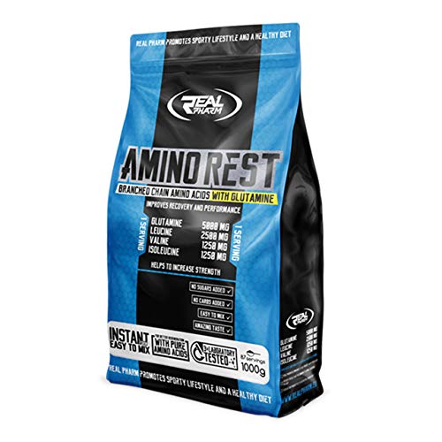 Real Pharm Amino Rest Pakket van 1 x 1000g – BCAA - Aminozuren met Vertakte Keten met Glutamine - Supplement voor Atleten - Spierherstel (Grapefruit)