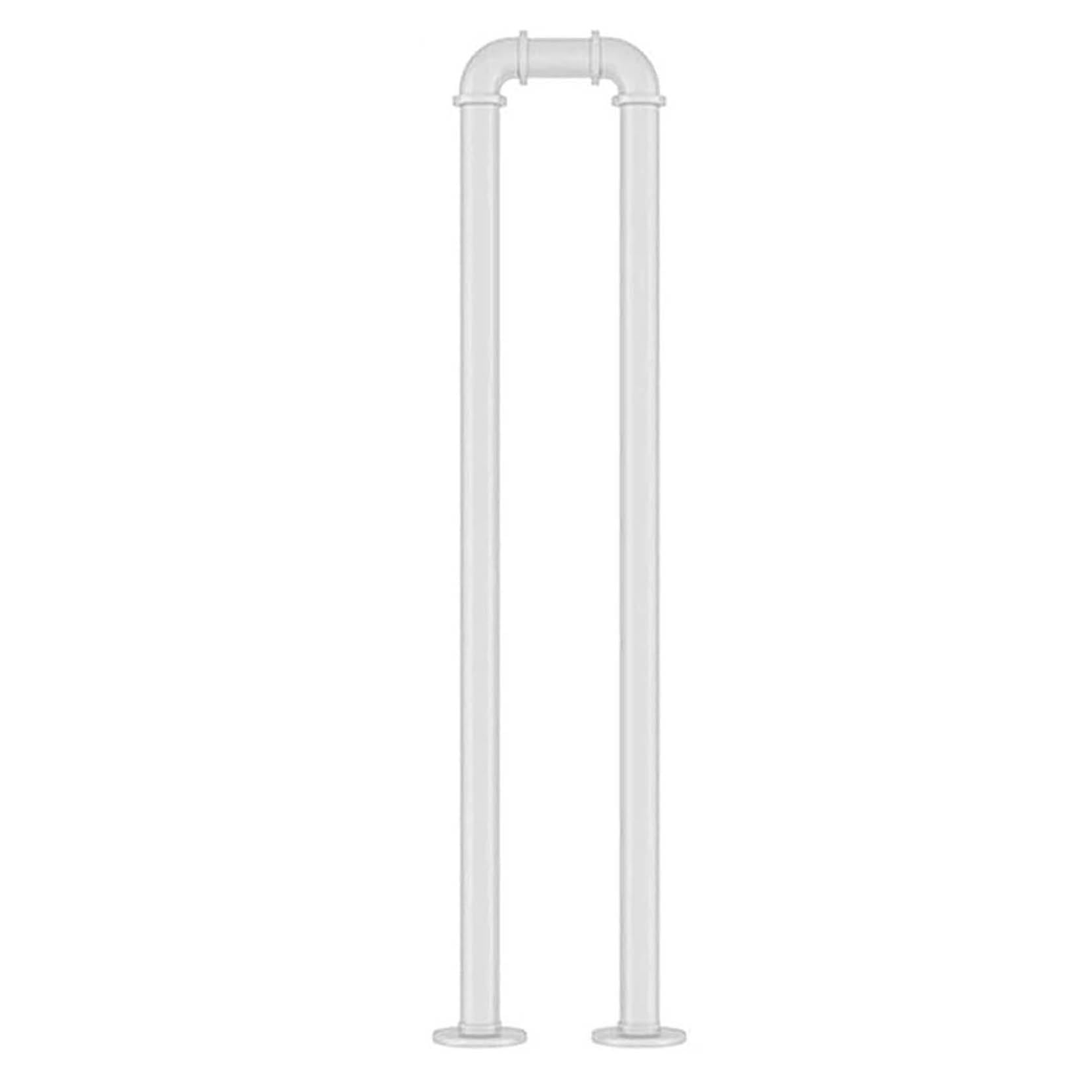 Lqsybhd White Handrails For Stairs, Wrought Iron Handrail, U-Shape Stair Handrail For Indoor Outdoor, Non-Slip Hand Rail Metal Stair Railing For Concrete Steps Porch Patio(Size:65cm/25.6Inch,Color:white)