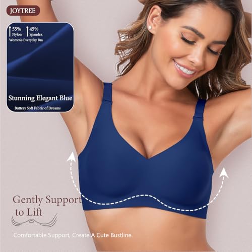Image of JOYTREE Silky Bras for Women No Underwire V Neck Bralettes for Women Cloud Feel Everyday T Shirt Bra with Extender-EBE, XL