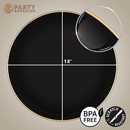 PARTY BARGAINS 13-Inch Charger Plates - 96 Pack, Organic Collection Black Gold Rim, Heavy-Duty Disposable Chargers for Elegant Dining - Ideal for Weddings and Formal Events - Thumbnail 3